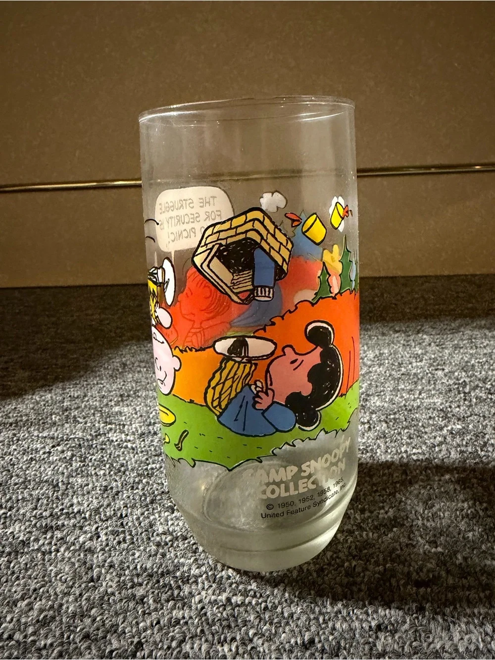 McDonalds PEANUTS Woodstock & Lucy Camp Snoopy Collection Cartoon Glass